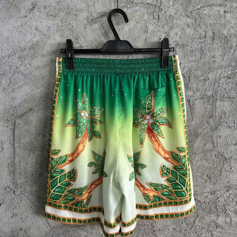CASABLANCA Green jewel pattern silk shorts