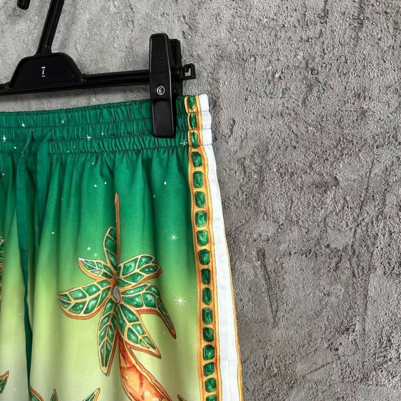 CASABLANCA Green jewel pattern silk shorts