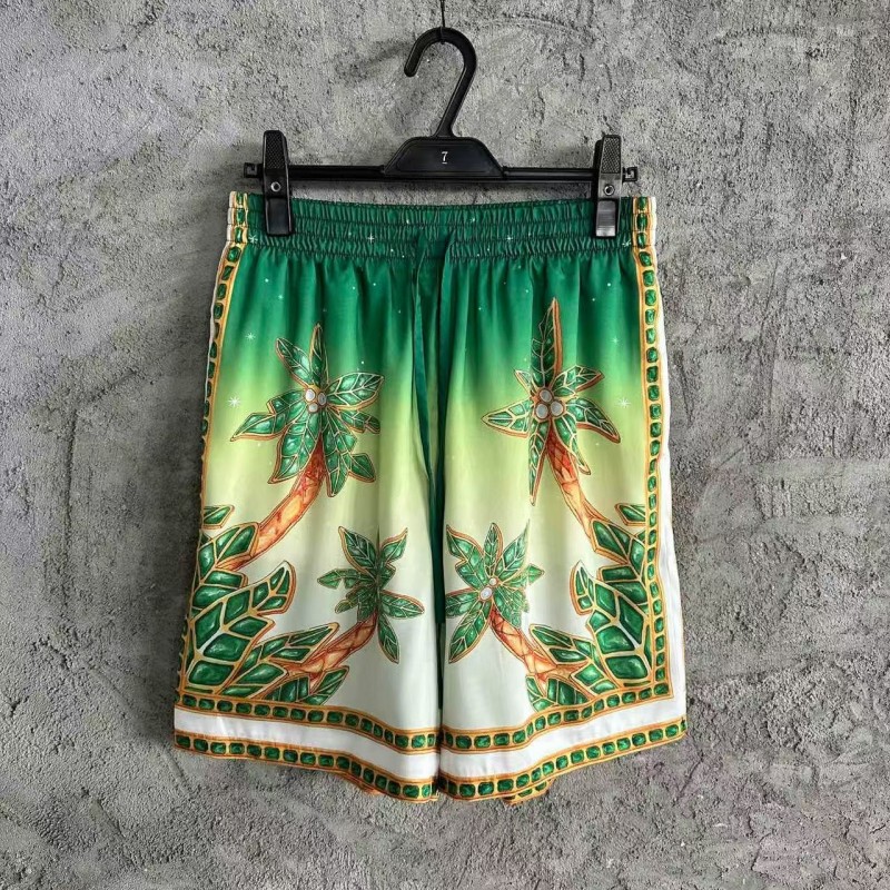 CASABLANCA Green jewel pattern silk shorts