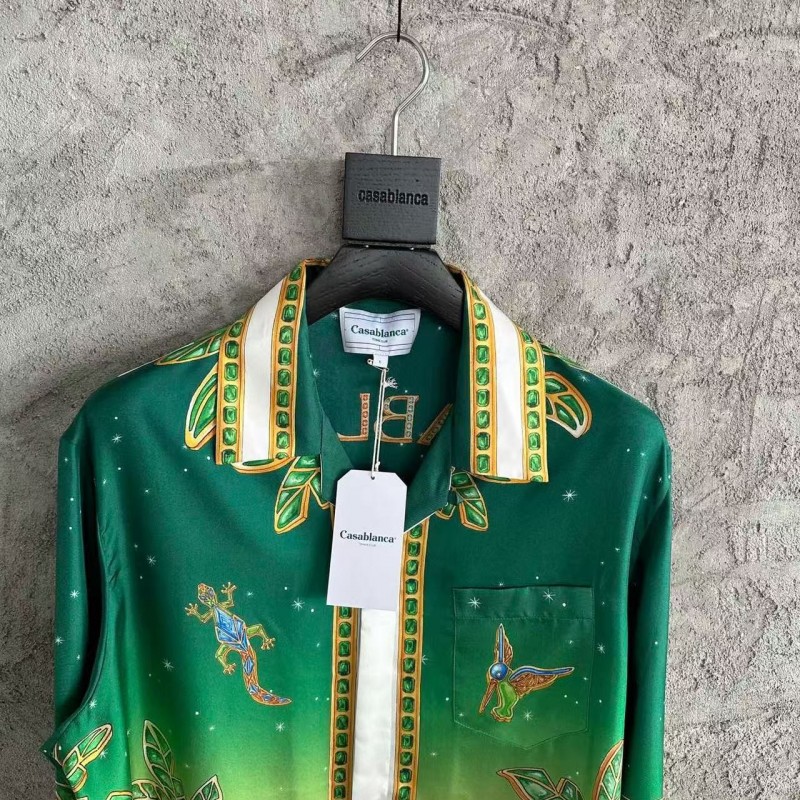 CASABLANCA Green jewel pattern silk shirt