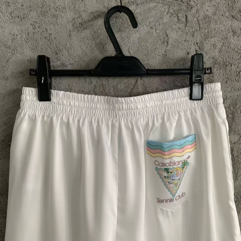 CASABLANCA White silk shorts with glass house pattern