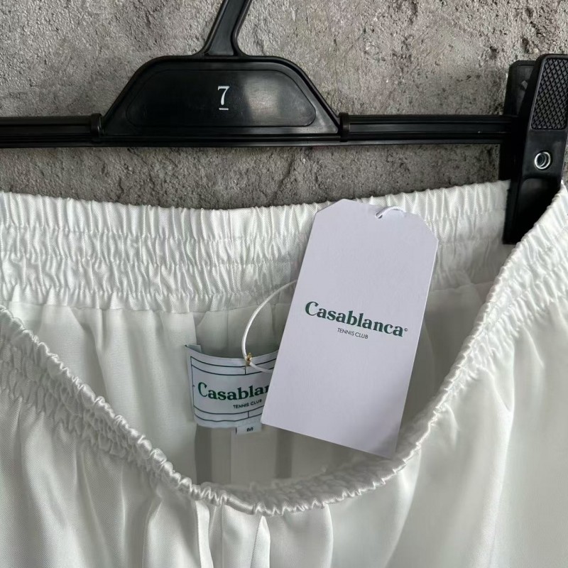 CASABLANCA White silk shorts with tennis racket pattern