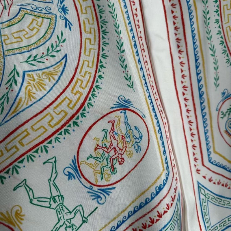 CASABLANCA White linen T-shirt with totem pattern