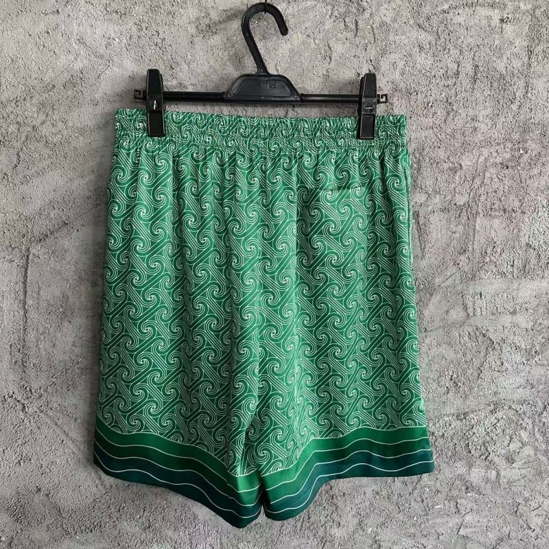 CASABLANCA Silk shorts with cuff pattern