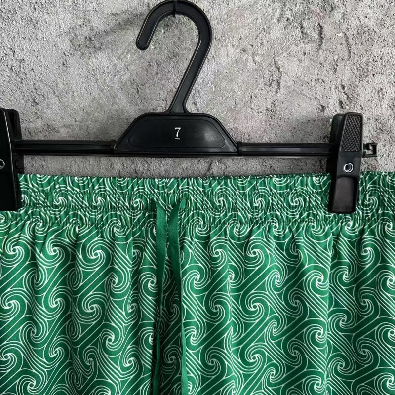 CASABLANCA Silk shorts with cuff pattern