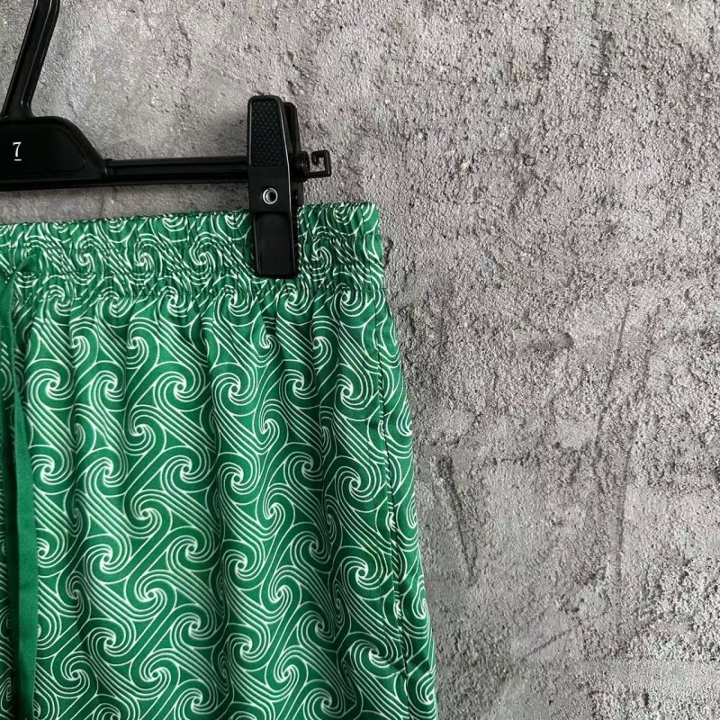 CASABLANCA Silk shorts with cuff pattern