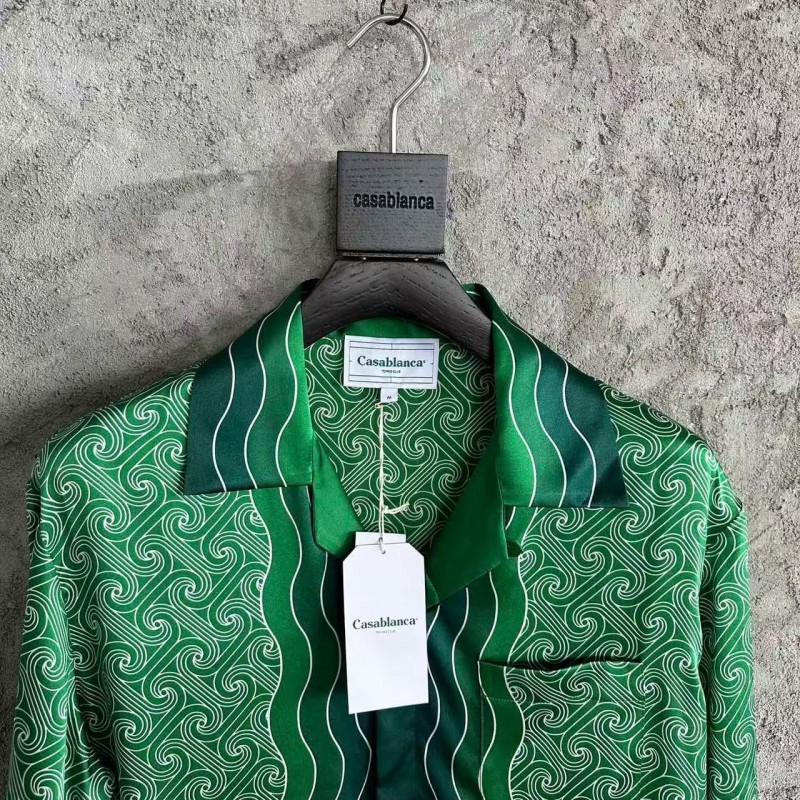 CASABLANCA Silk T-shirt with hem pattern