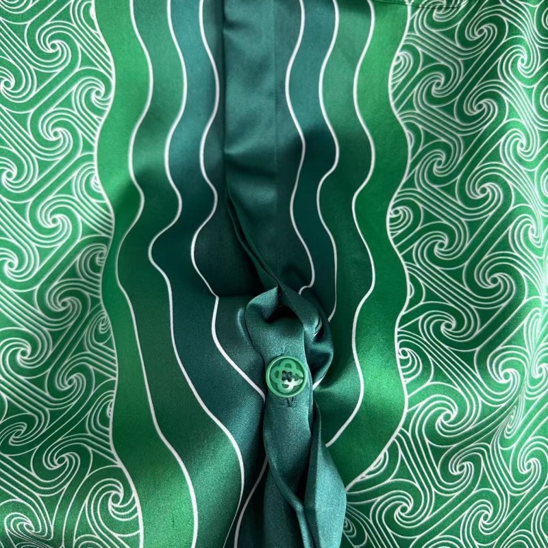 CASABLANCA Silk T-shirt with hem pattern