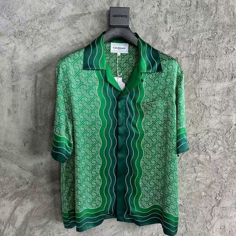 CASABLANCA Silk T-shirt with hem pattern