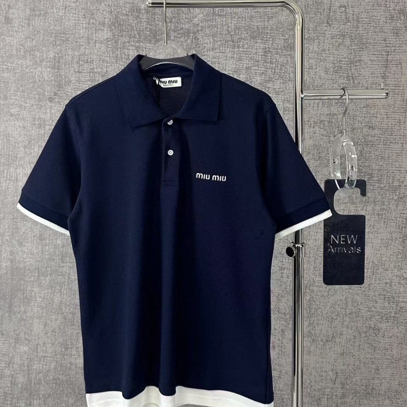 M*um*u micro logo letter contrast color polo shirt