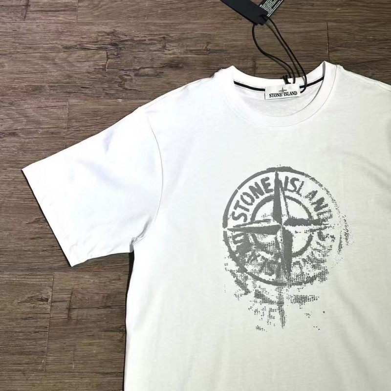 STONE ISLAND Logo Print Crew Neck T-Shirt