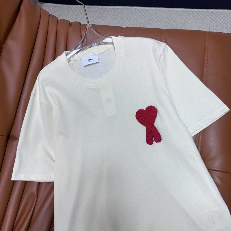 Ami heart woven short-sleeved T-shirt