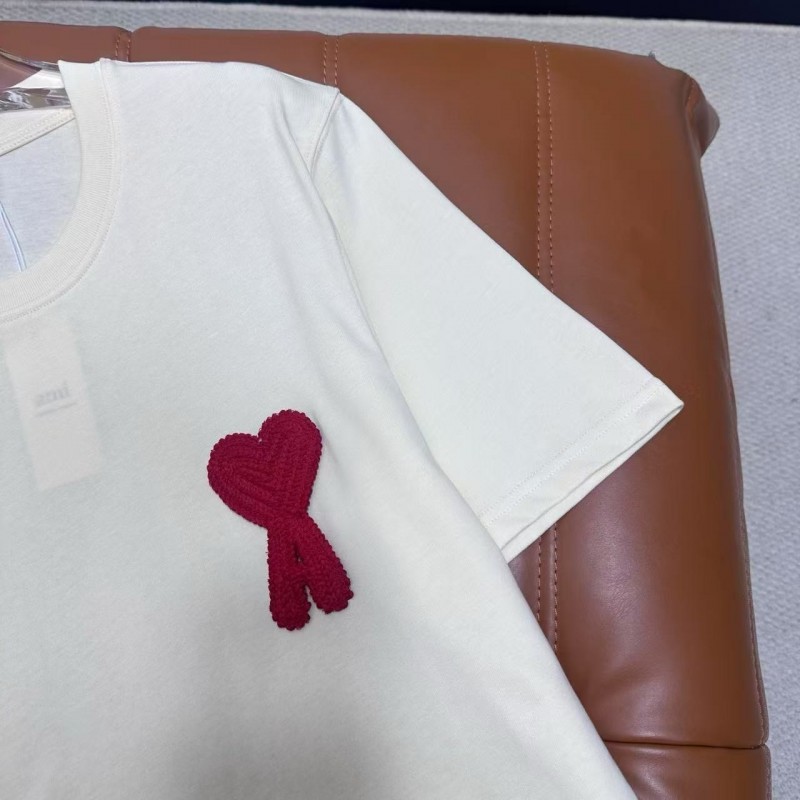 Ami heart woven short-sleeved T-shirt