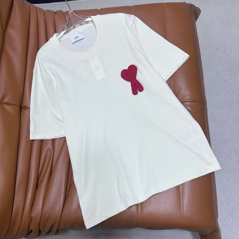 Ami heart woven short-sleeved T-shirt