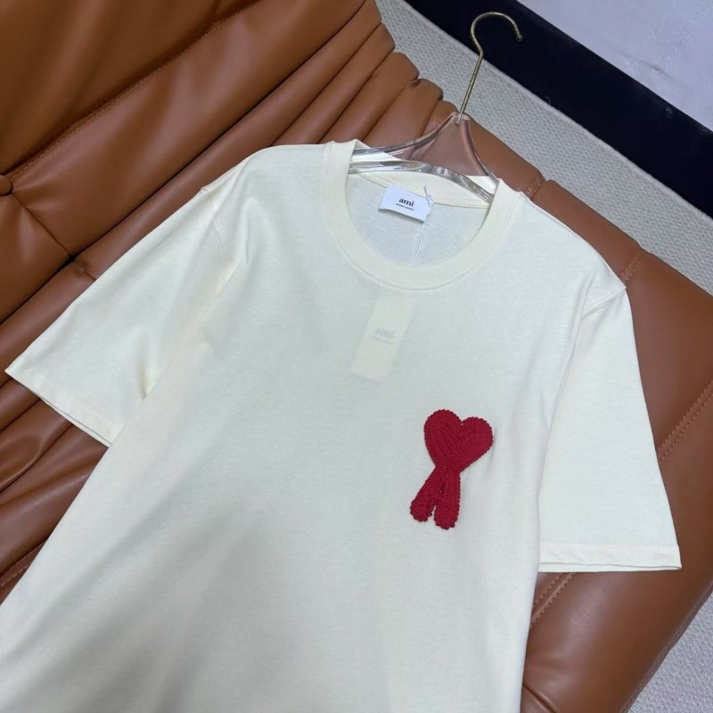 Ami heart woven short-sleeved T-shirt