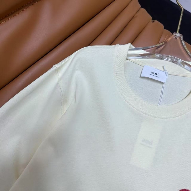 Ami heart woven short-sleeved T-shirt