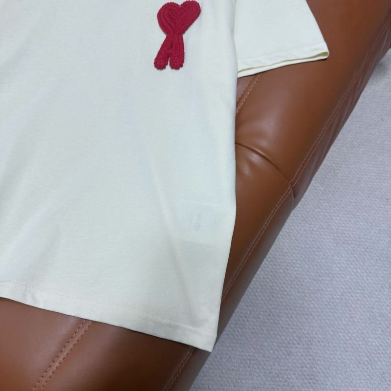 Ami heart woven short-sleeved T-shirt