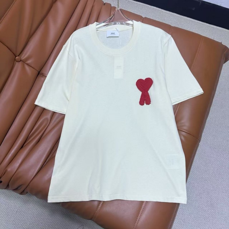 Ami heart woven short-sleeved T-shirt