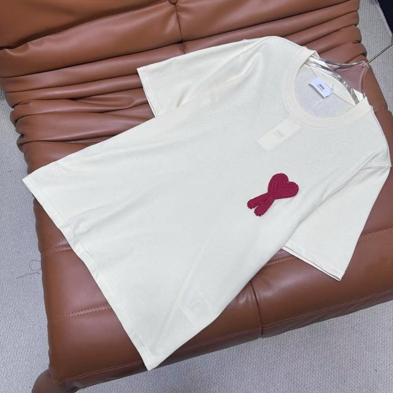 Ami heart woven short-sleeved T-shirt