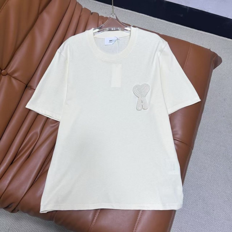 Ami heart woven short-sleeved T-shirt