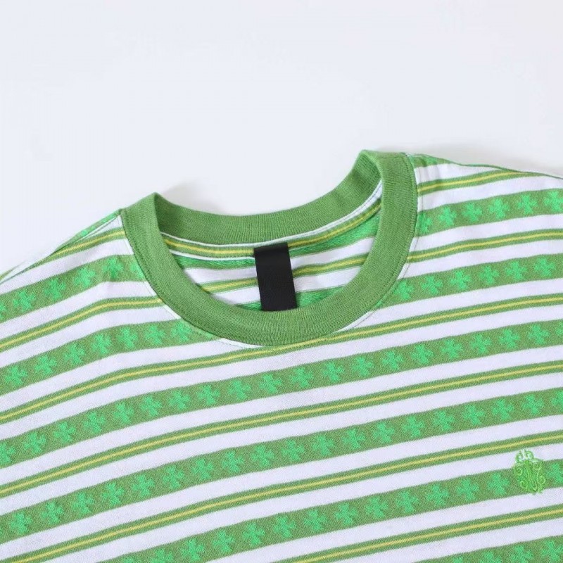 Ch**me He**ts striped logo print crew neck short sleeves