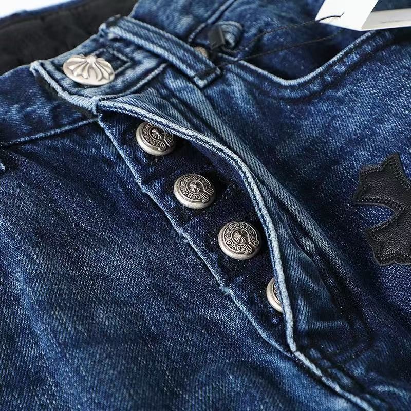 Ch**me He**ts Black White Brown Suede Cross Blue Jeans