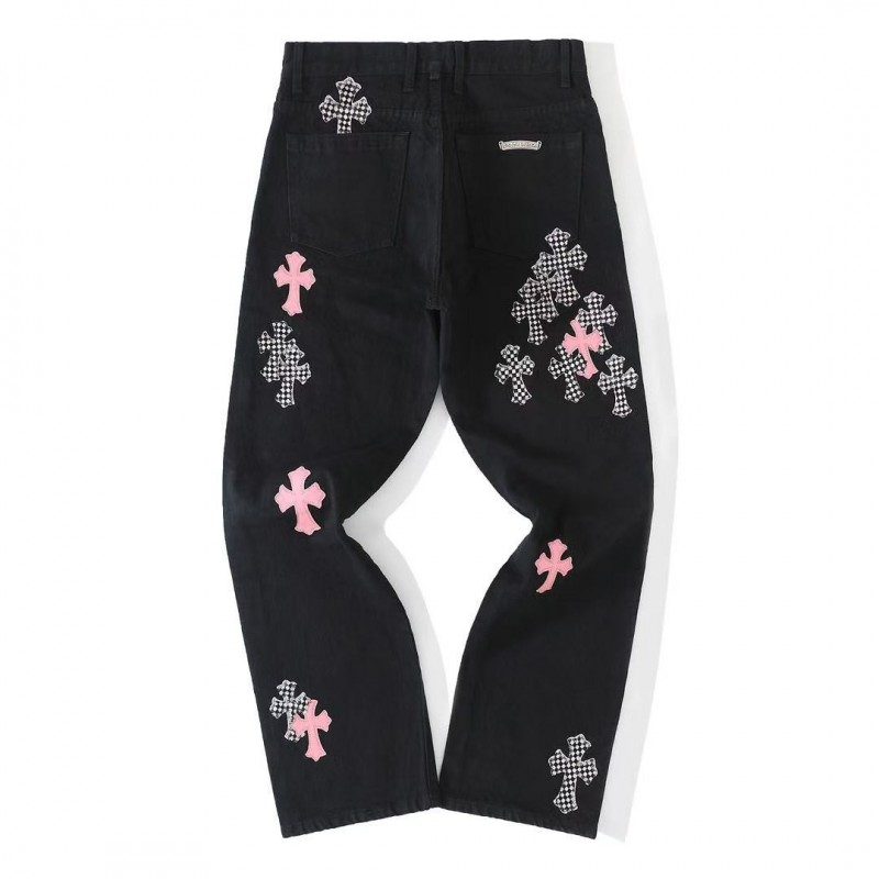 Ch**me He**ts pink cross checkerboard trousers