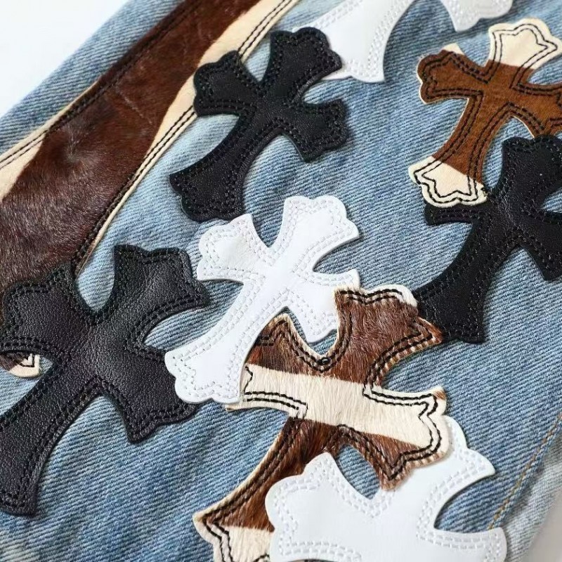 Ch**me He**ts denim patchwork flared jeans