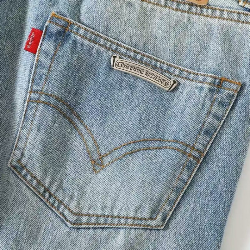 Ch**me He**ts denim patchwork flared jeans