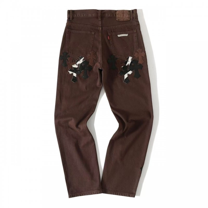 Ch**me He**ts leather embroidered jeans