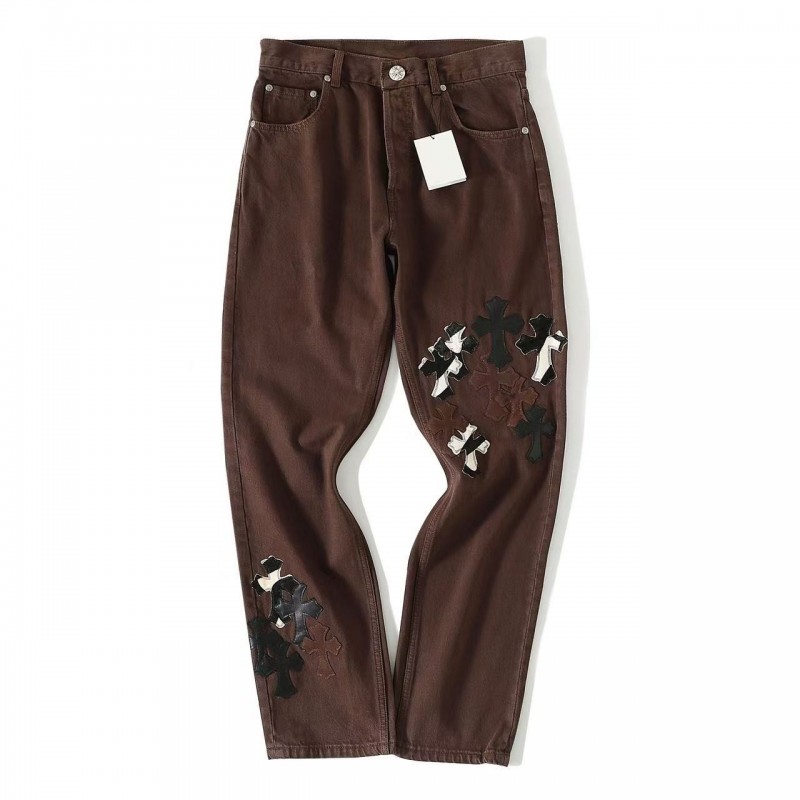 Ch**me He**ts leather embroidered jeans