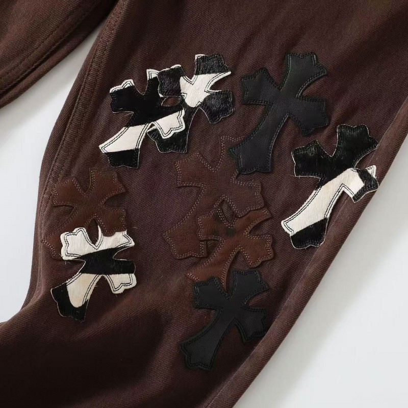 Ch**me He**ts leather embroidered jeans