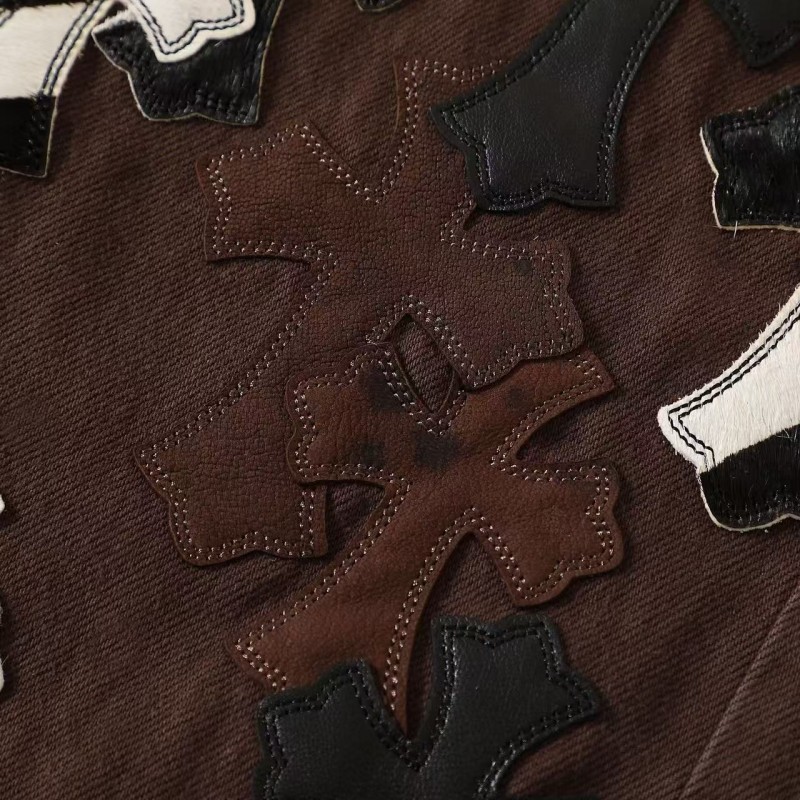 Ch**me He**ts leather embroidered jeans