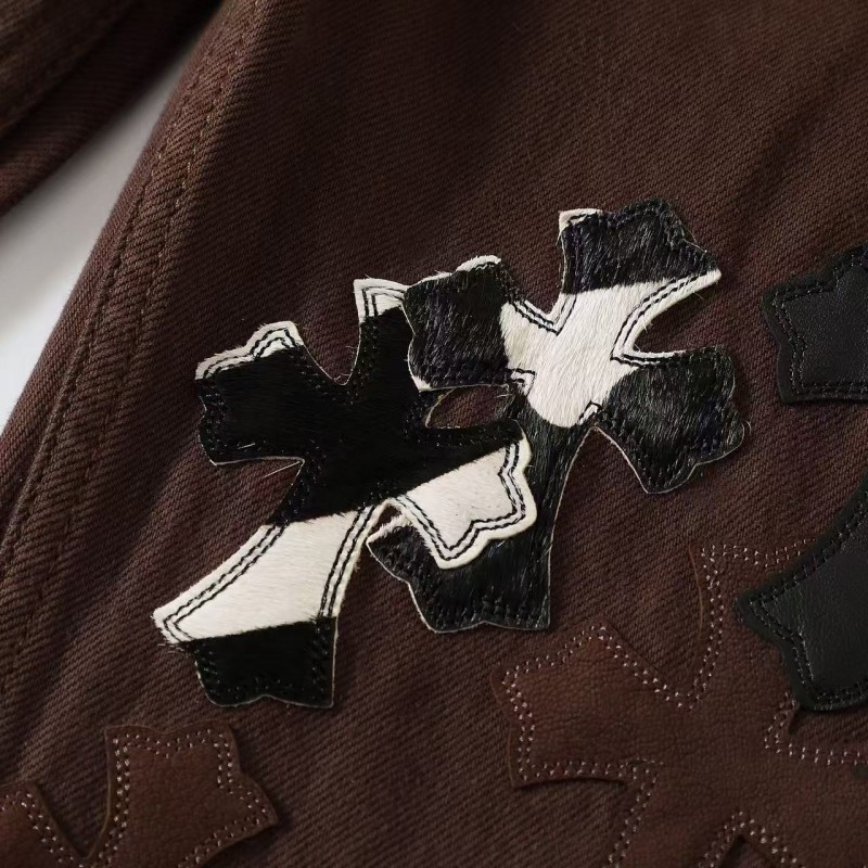 Ch**me He**ts leather embroidered jeans