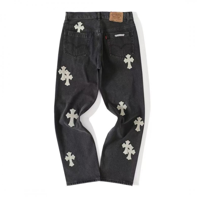 Ch**me He**ts Grey Pony Hair Cross Jeans