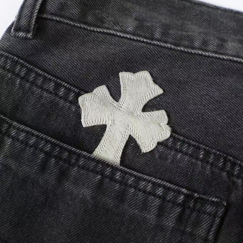 Ch**me He**ts Grey Pony Hair Cross Jeans