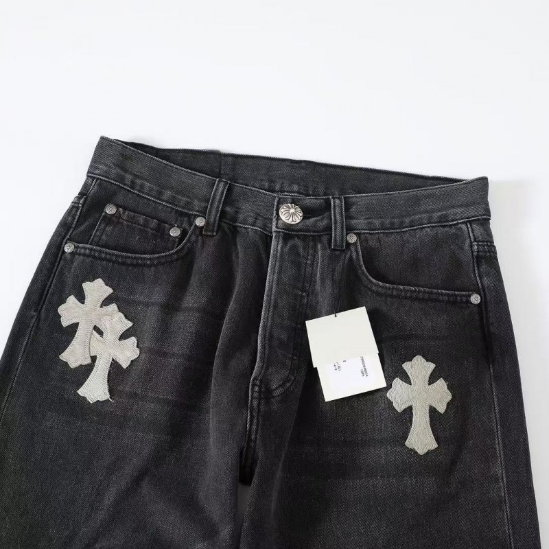 Ch**me He**ts Grey Pony Hair Cross Jeans