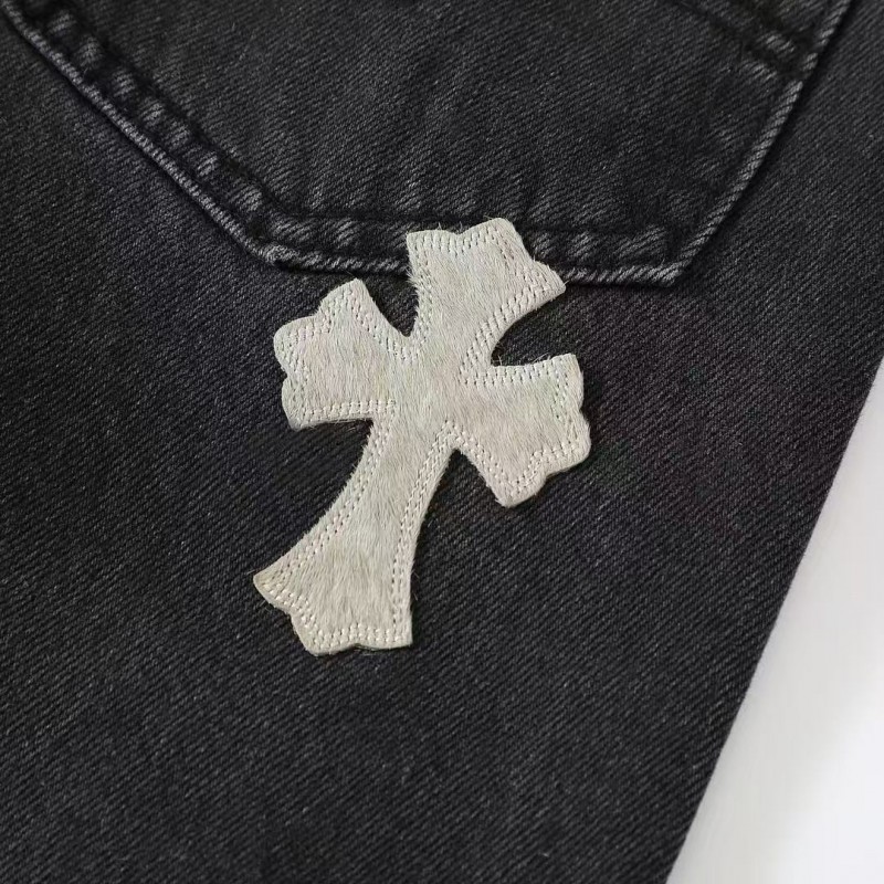 Ch**me He**ts Grey Pony Hair Cross Jeans