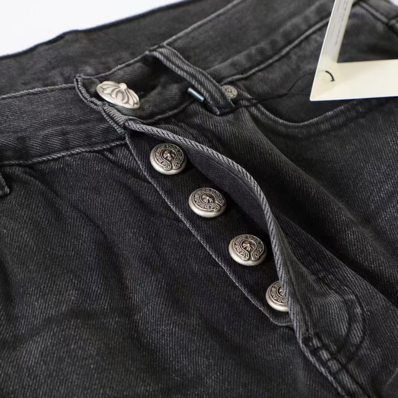 Ch**me He**ts Grey Pony Hair Cross Jeans