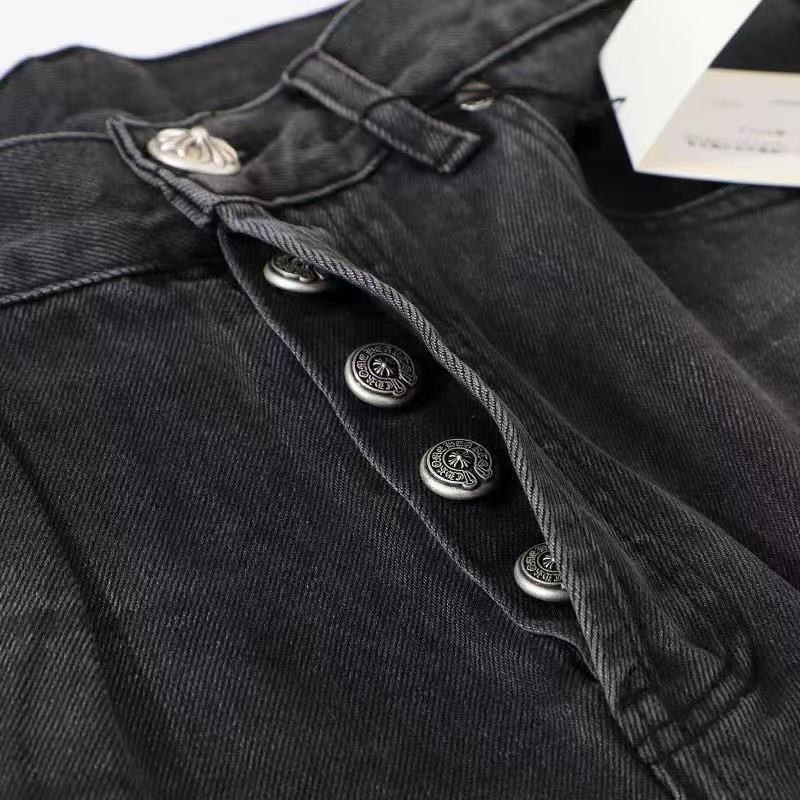 Ch**me He**ts London Limited Edition Blue Leather and Black Jeans