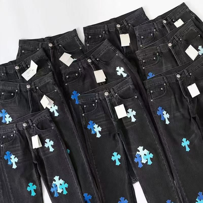 Ch**me He**ts London Limited Edition Blue Leather and Black Jeans