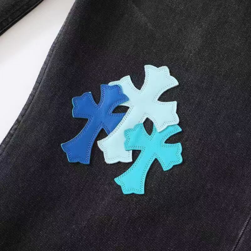 Ch**me He**ts London Limited Edition Blue Leather and Black Jeans