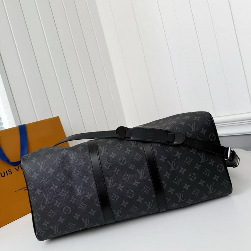 New KEEPALL BANDOULIÈRE 50 black check travel bag N14202