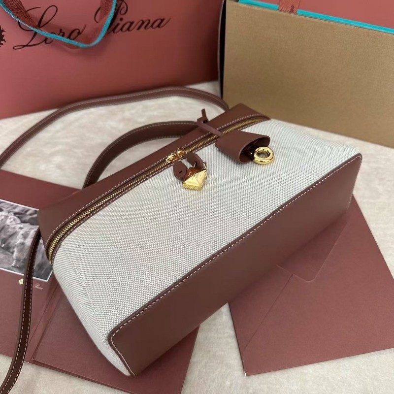 L**o p*ana new counter wine red leather with canvas handbag crossbody bag size: 27*1*10cm