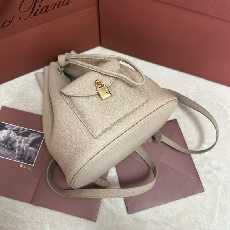 L**o p*ana extra imported off-white cowhide drawstring backpack, size: 25*27*14cm