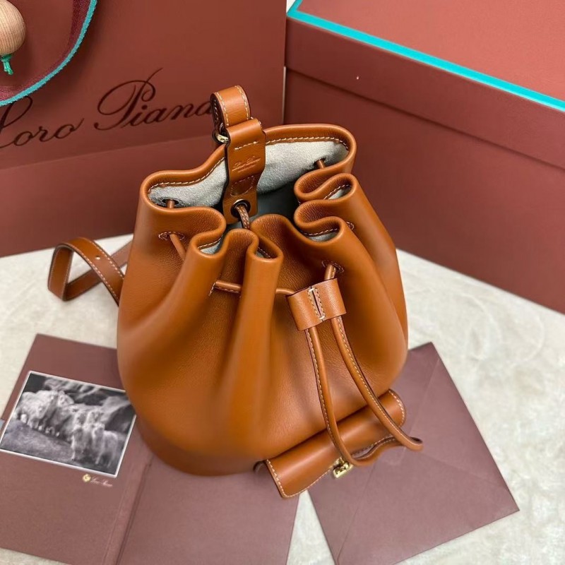 L**o p*ana extra brown imported cowhide drawstring backpack, size: 25*27*14cm