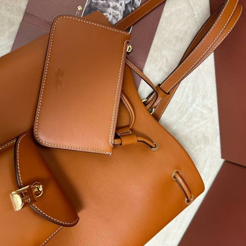 L**o p*ana extra brown imported cowhide drawstring backpack, size: 25*27*14cm