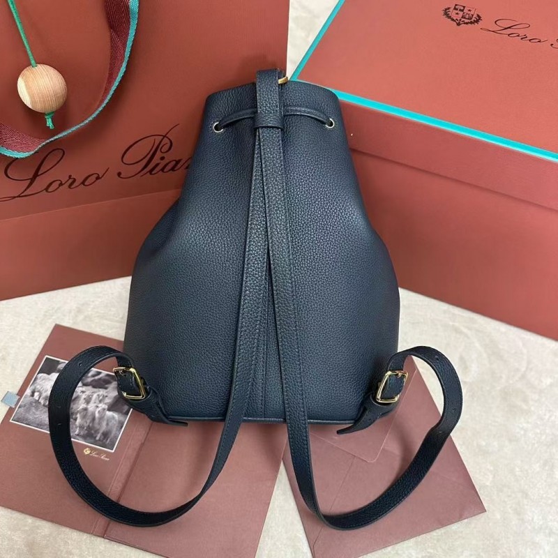 L**o p*ana extra dark blue imported cowhide drawstring backpack, size: 25*27*14cm