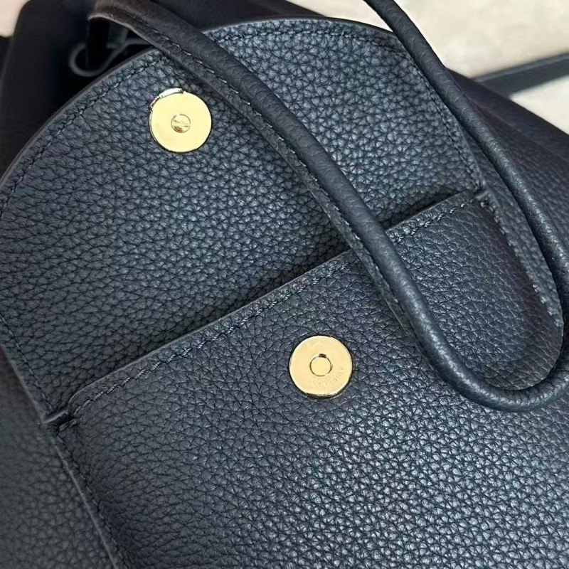 L**o p*ana extra dark blue imported cowhide drawstring backpack, size: 25*27*14cm