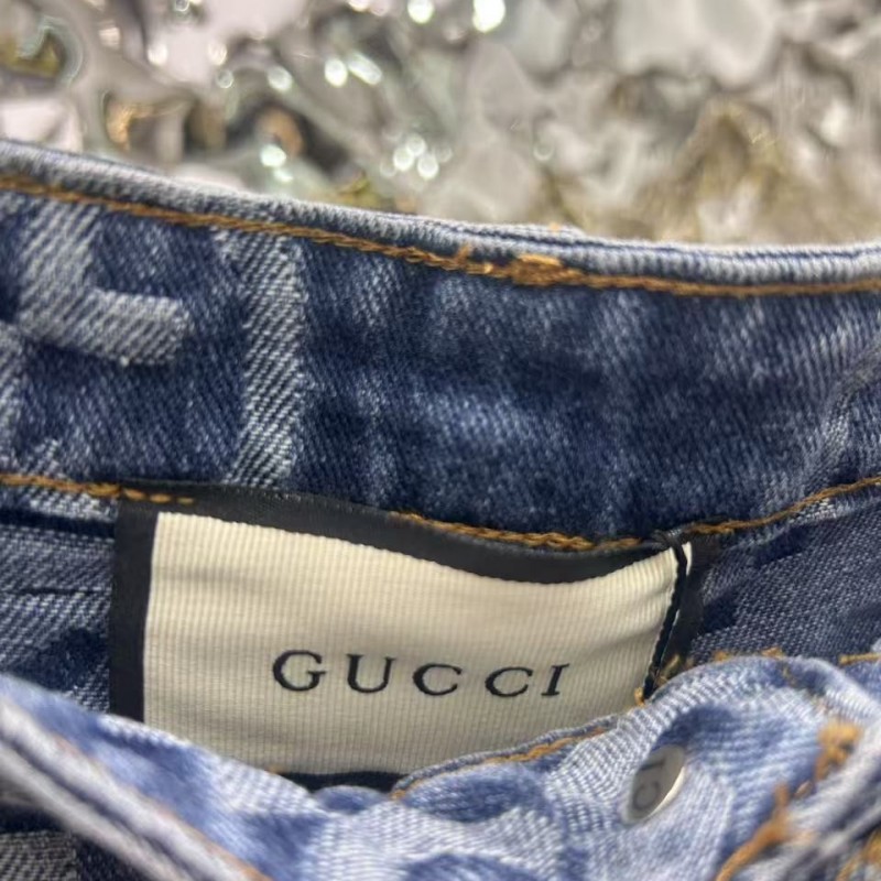 G*u*i logo jacquard straight jeans